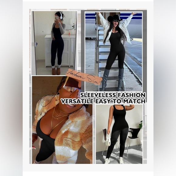 Ribbed Black Sleeveless Jumpsuit - Picture 4 of 8